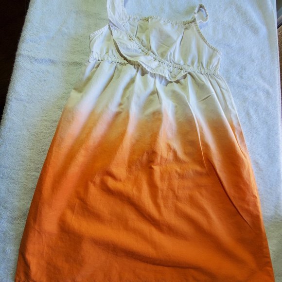 CHEROKEE Ombre Orange/White Sleeveless Ruffled Tank Cotton Dress, 5T - Picture 6 of 6
